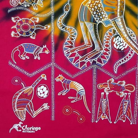 Churinga Australia Aboriginal Art Tie dye Size XL Vintage 90s - Picture 8 of 16